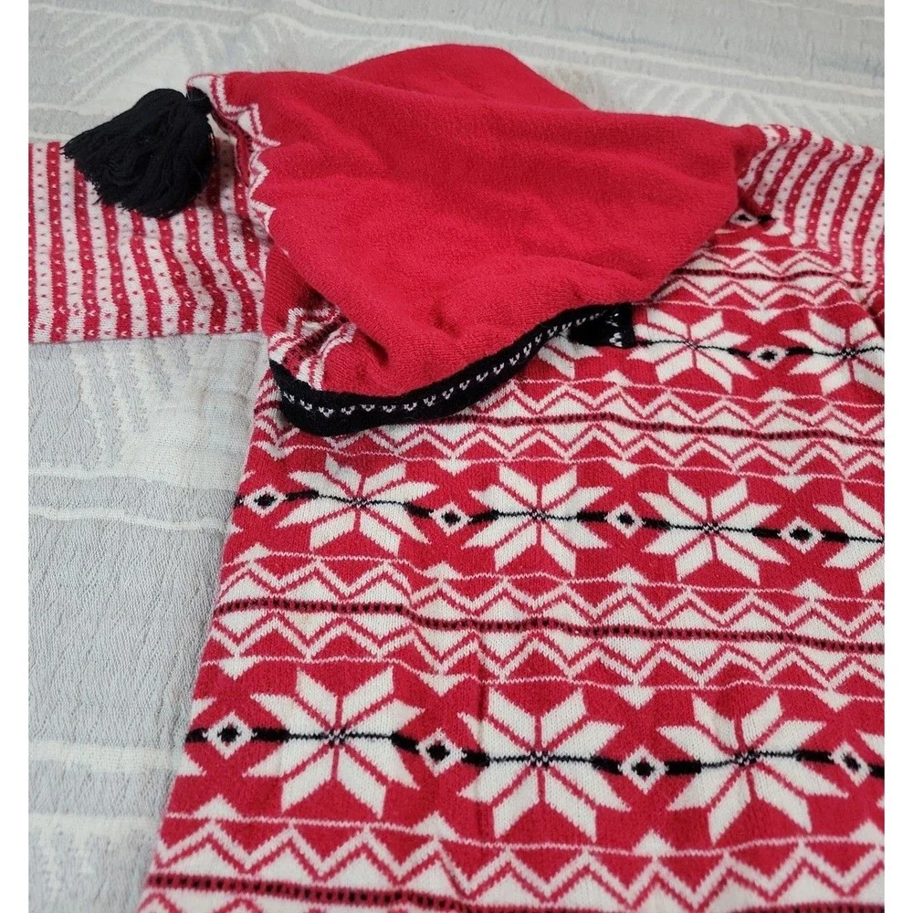 Hanna Andersson Baby Fair Isle Hooded Romper Red Knit One Piece Size 70 6–12M